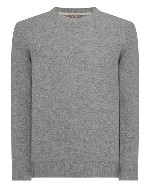 Men's Shoreditch Round Neck Cashmere Jumper Flannel Grey