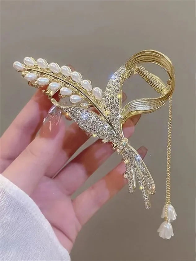 Women's Floral Pearl Metal Hair Clips