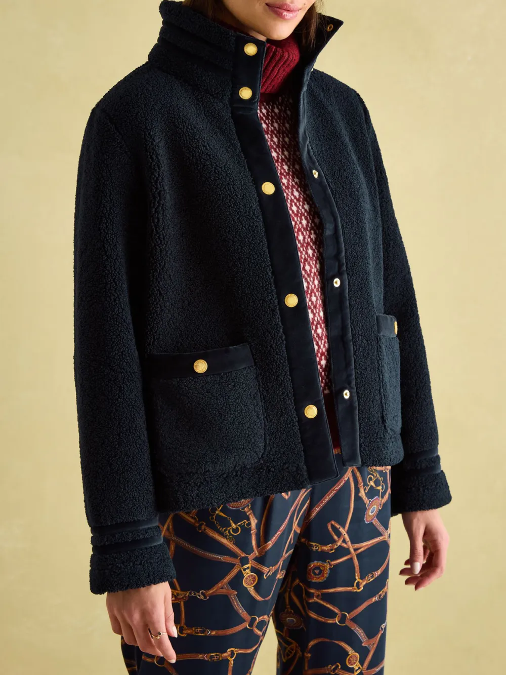 Navy Fleece Long Sleeve Jacket