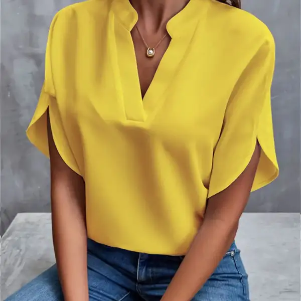 Everyday V-Neck Short Sleeve Blouse