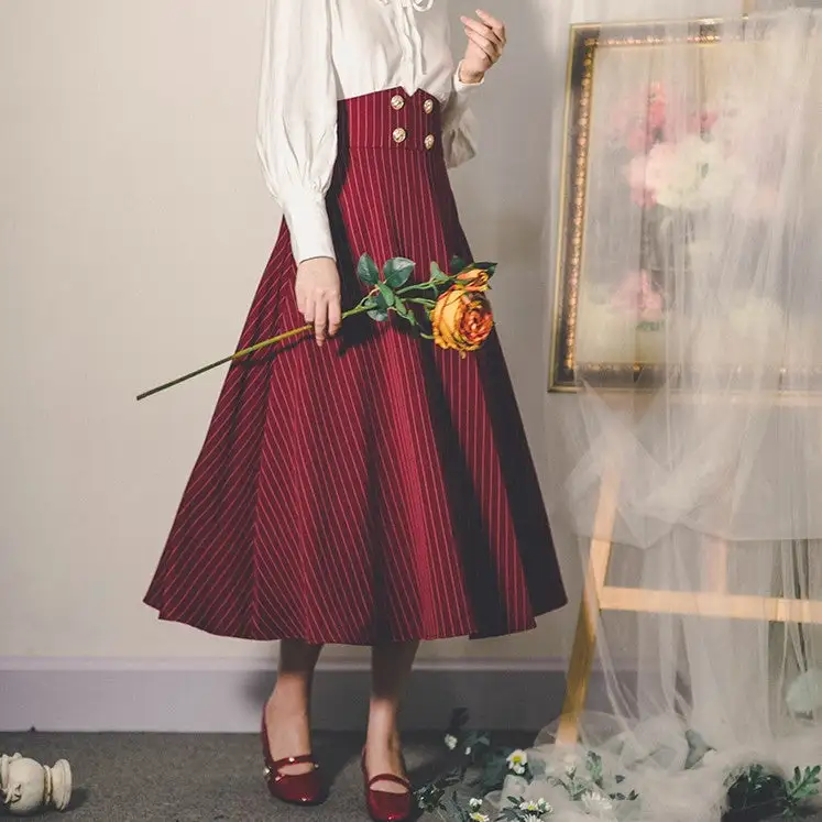 Airy Travel Striped Corset Skirt
