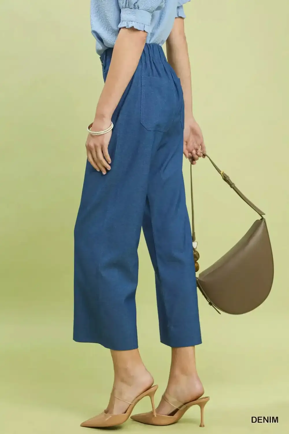 Wide Leg Crop Pants with Front Pockets