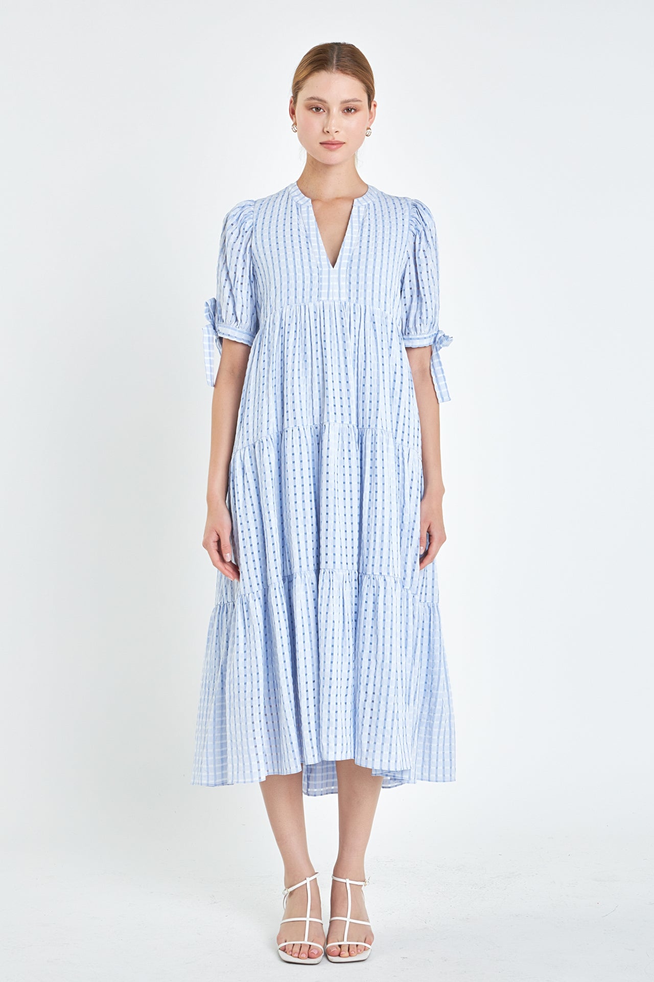 Gingham Tiered Midi Dress