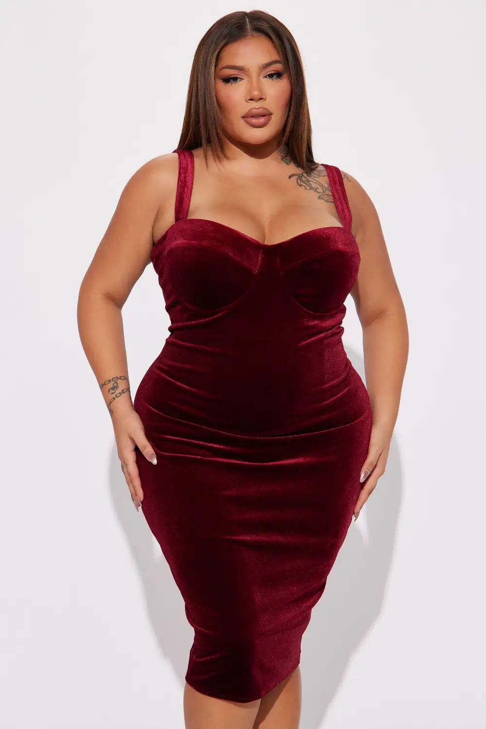 Late Night Romance Midi Dress - Burgundy