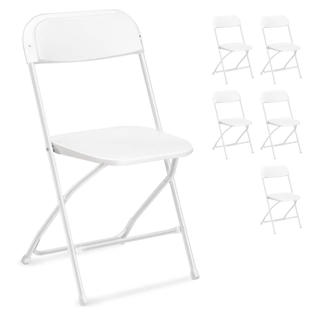 4/5/6/10/20/40 Pack Portable Plastic Folding Chair 350lb Stackable Commercial Seat with Steel Frame Party Chairs Black/White