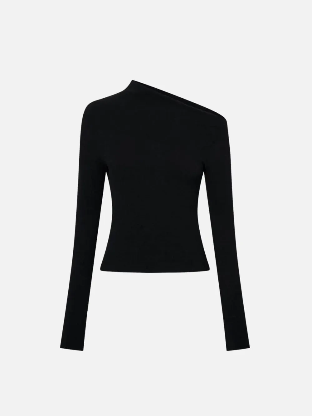Plain Asymmetrical Neck Top