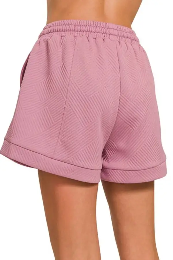 Modern Textured Knit Jacquard Drawstring Shorts