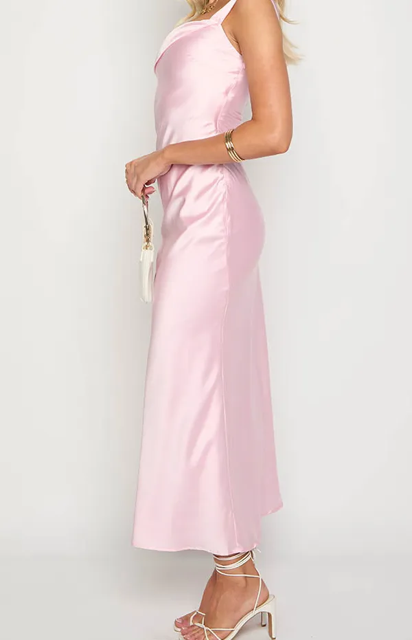 Satin One Shoulder Maxi Dress