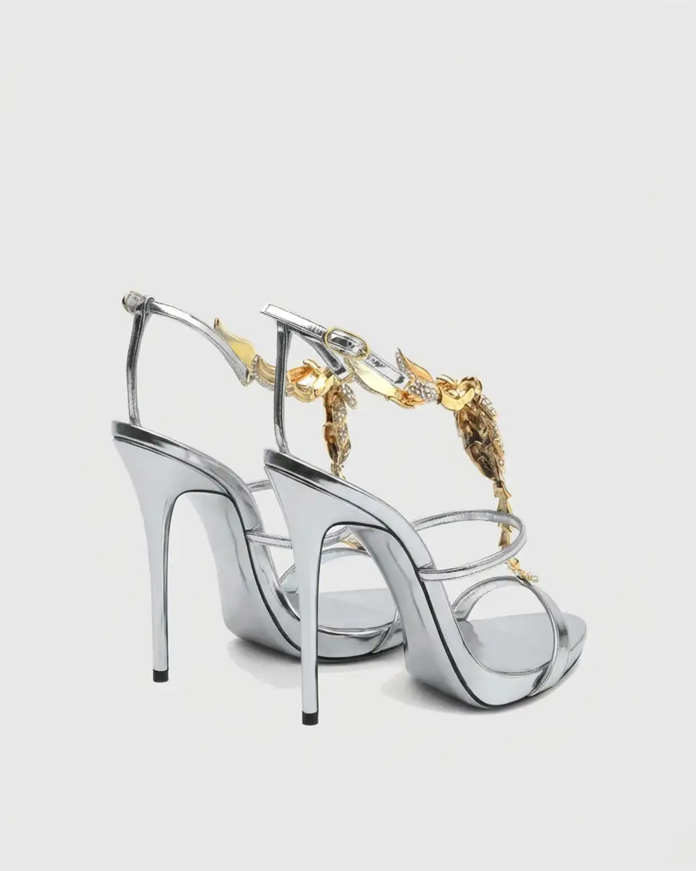 Rhinestone Scorpion Strap Sandals in Silver