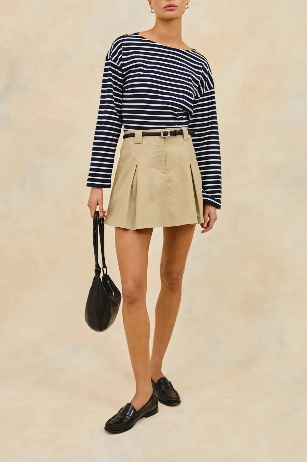 High-Waisted Pleated Short Skirt