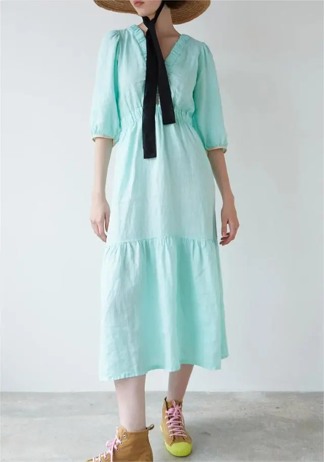 AQUA LINEN JOY DRESS