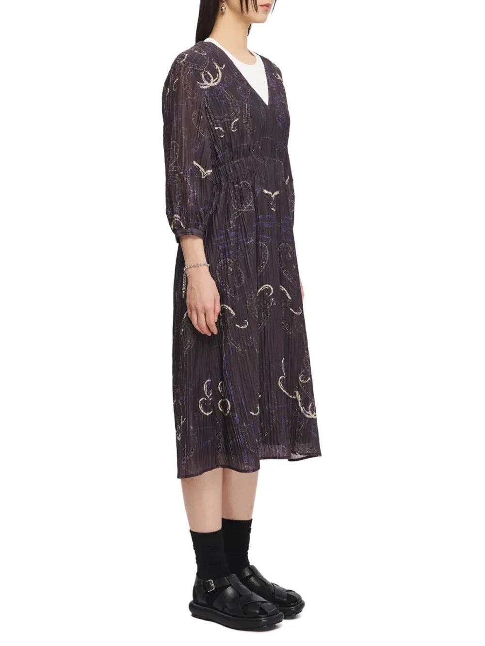 Embroidered Pattern Long - Sleeve Dress