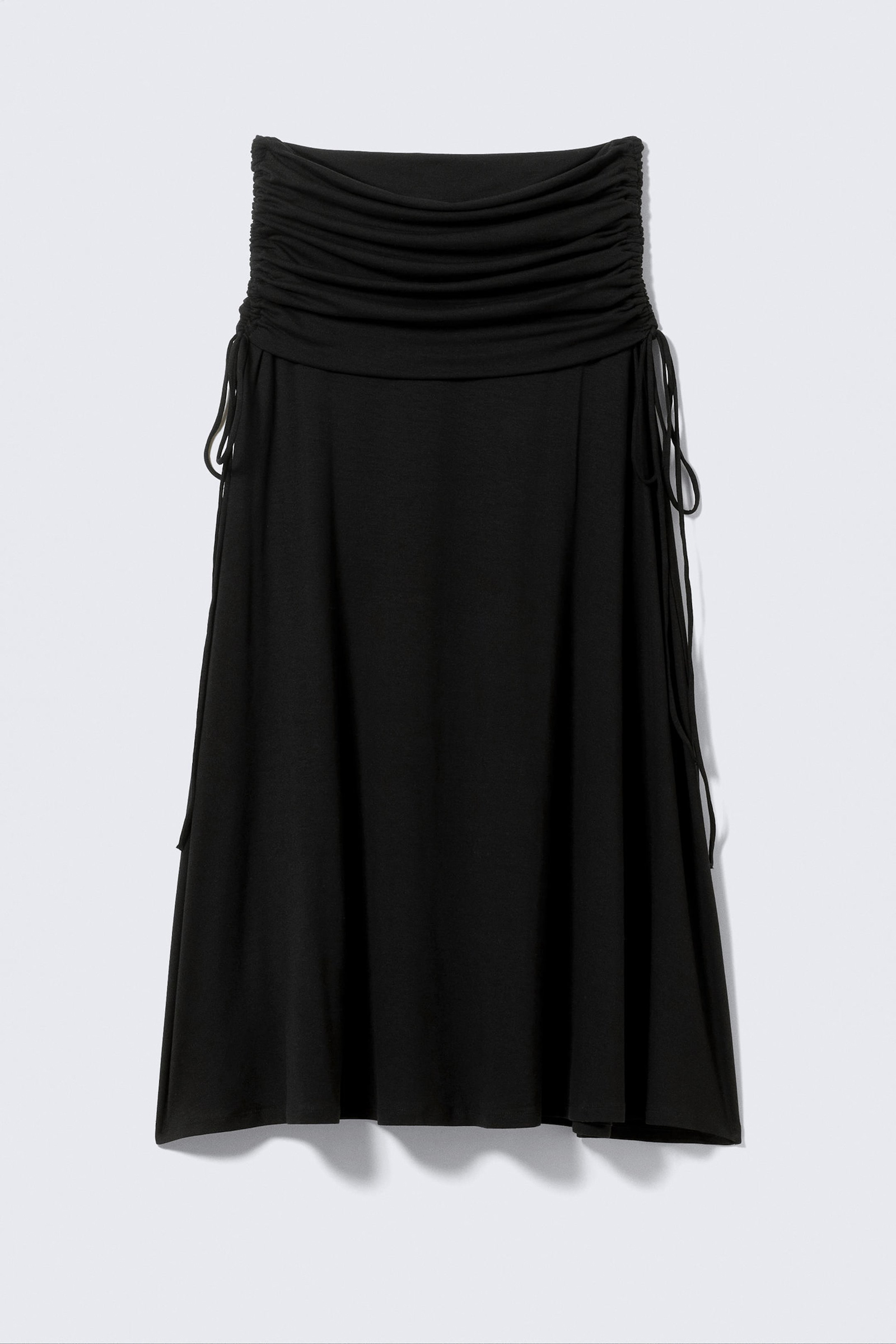 Drawstring Ruched Waist Maxi Skirt