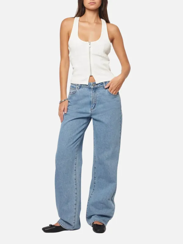 Pockets Mid-Rise Loose Jeans