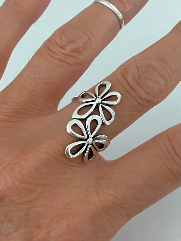 Boho Vintage Floral Cutout Open Ring Beach Vacation Ethnic Jewelry