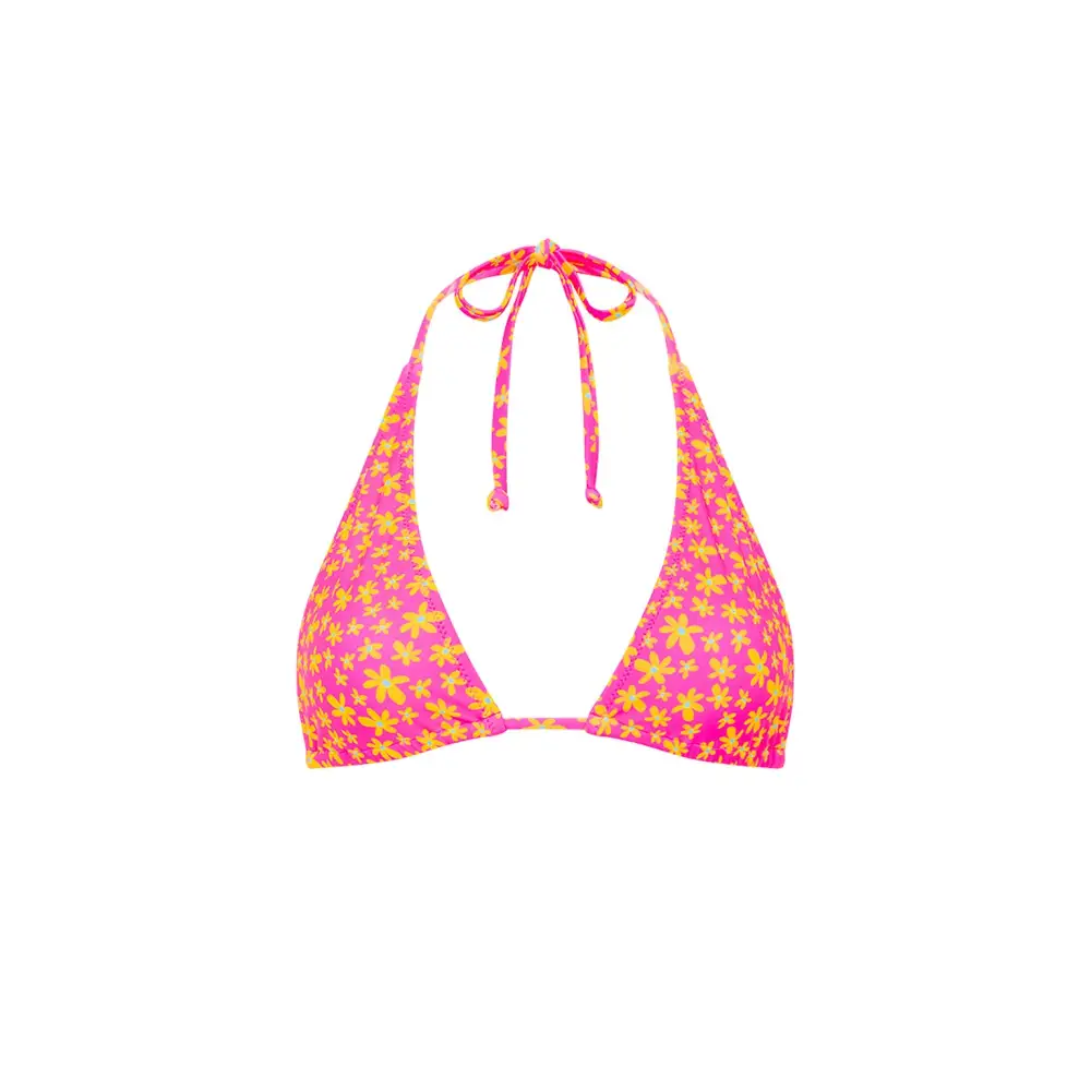 Yellow Crochet Halter Bikini Top