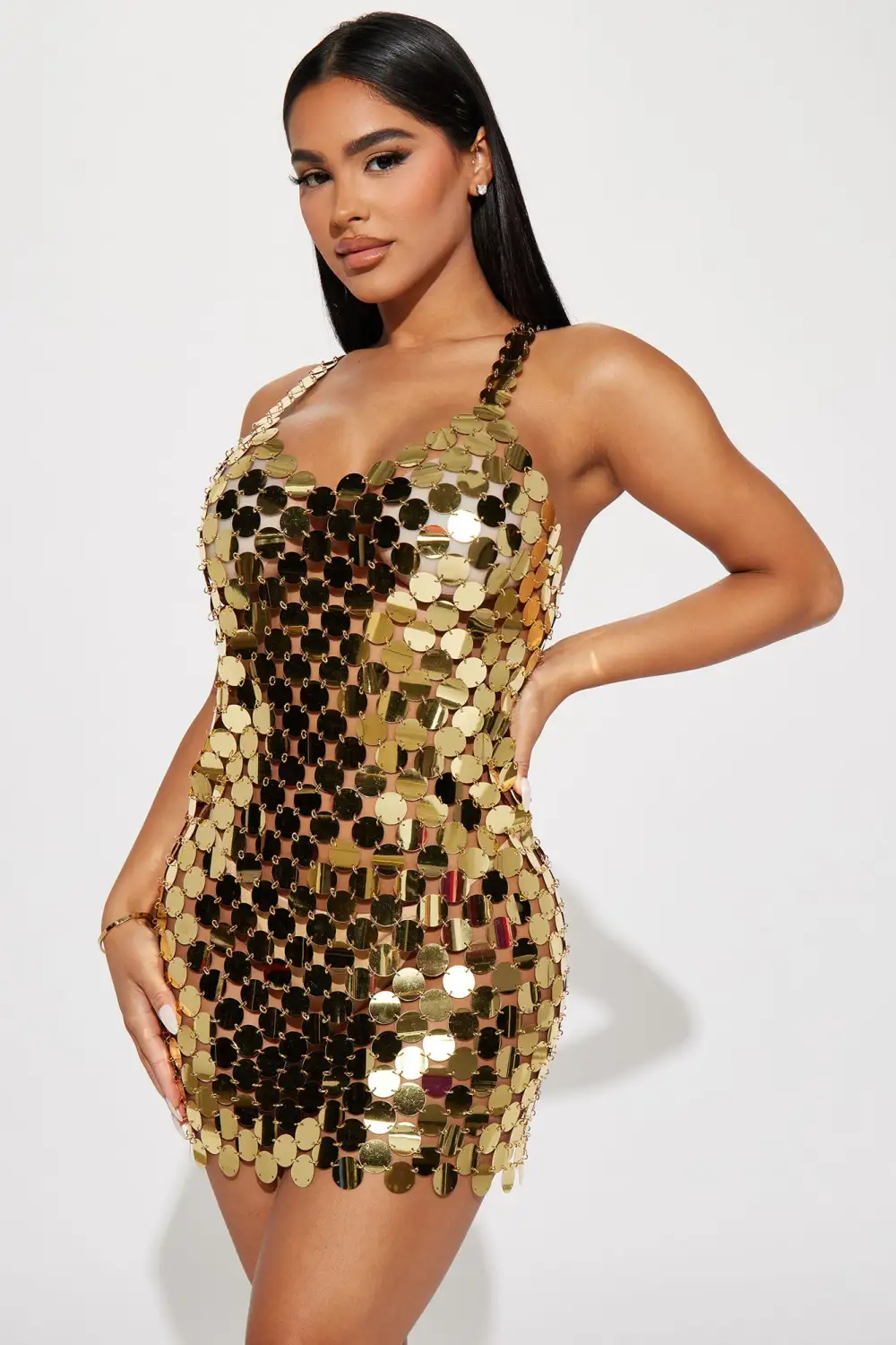 Kylie Paillette Mini Dress - Gold
