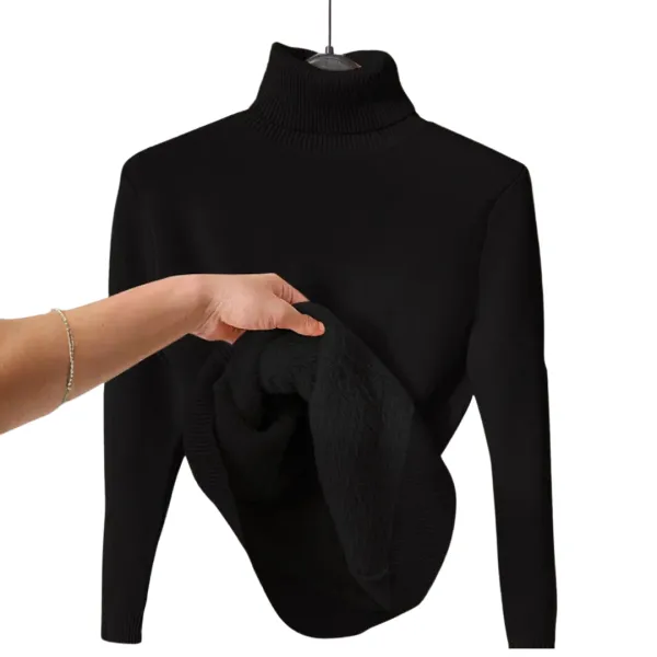 Turtleneck Fleece Lined Knit Sweater
