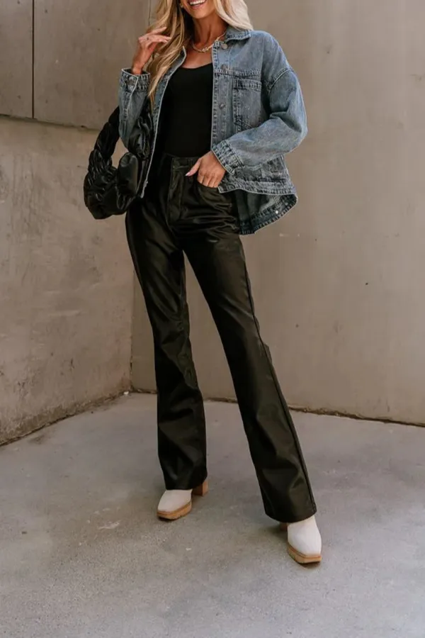 Washed Long Sleeve Denim Jacket