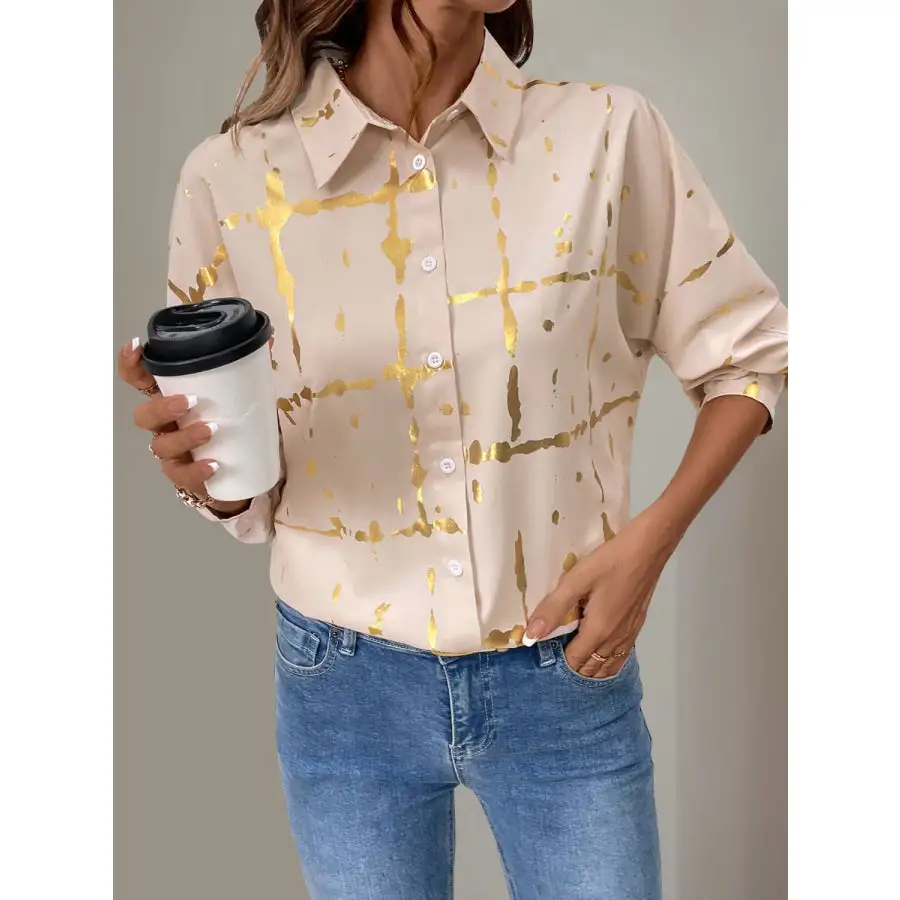 Minimal Collared Print Collared Shirt