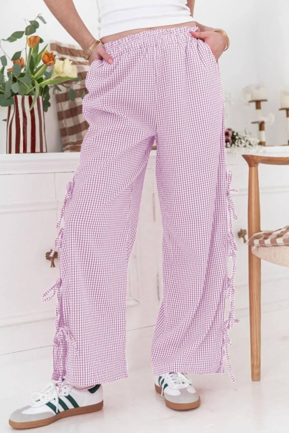 Side Tied Pants With Pocket