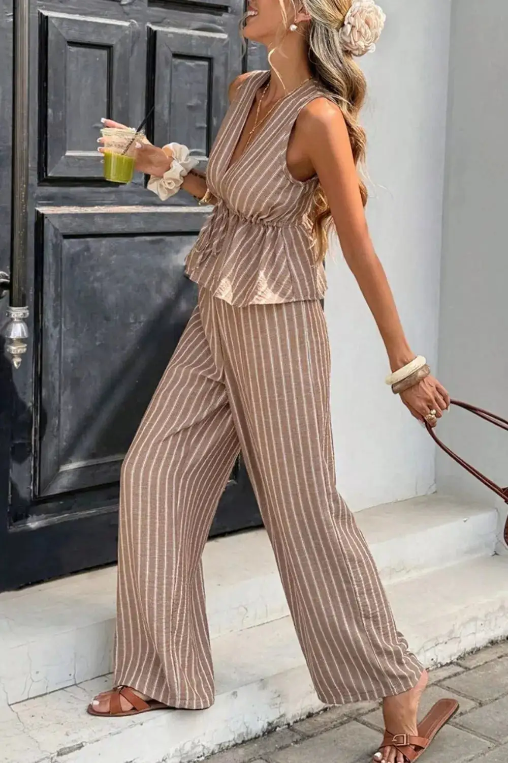 Striped Wide Leg Jumpsuit