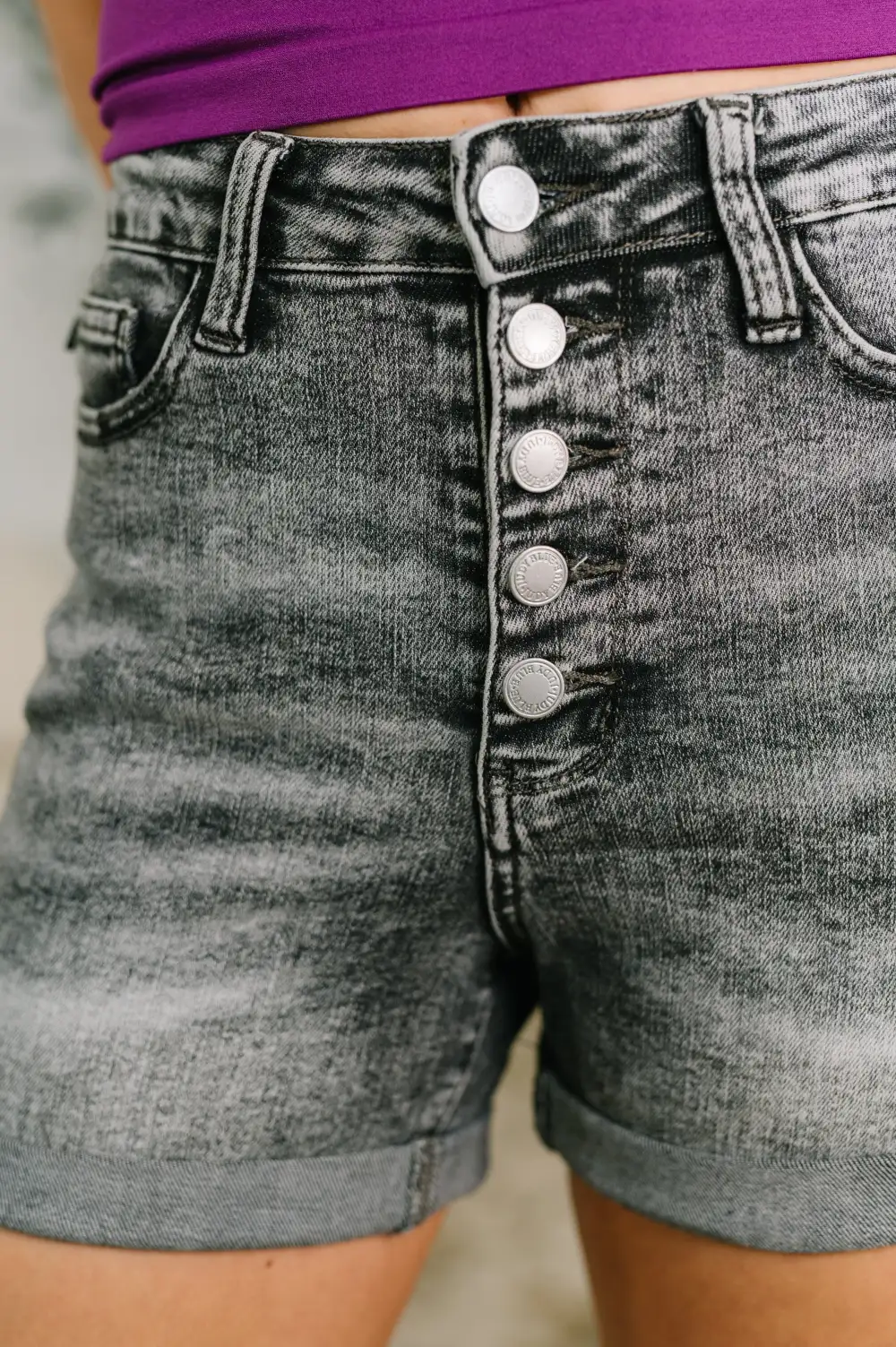 Greyson High Rise Button Fly Cuffed Shorts