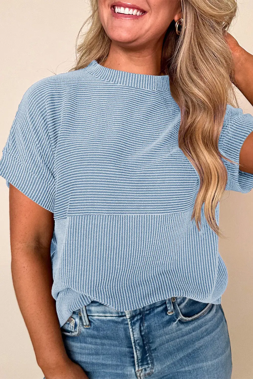 Plain Corded Knit Tee