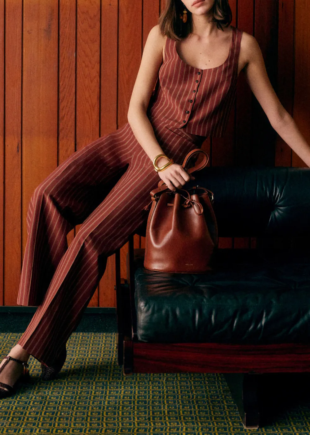 Wide-Leg Striped Trousers