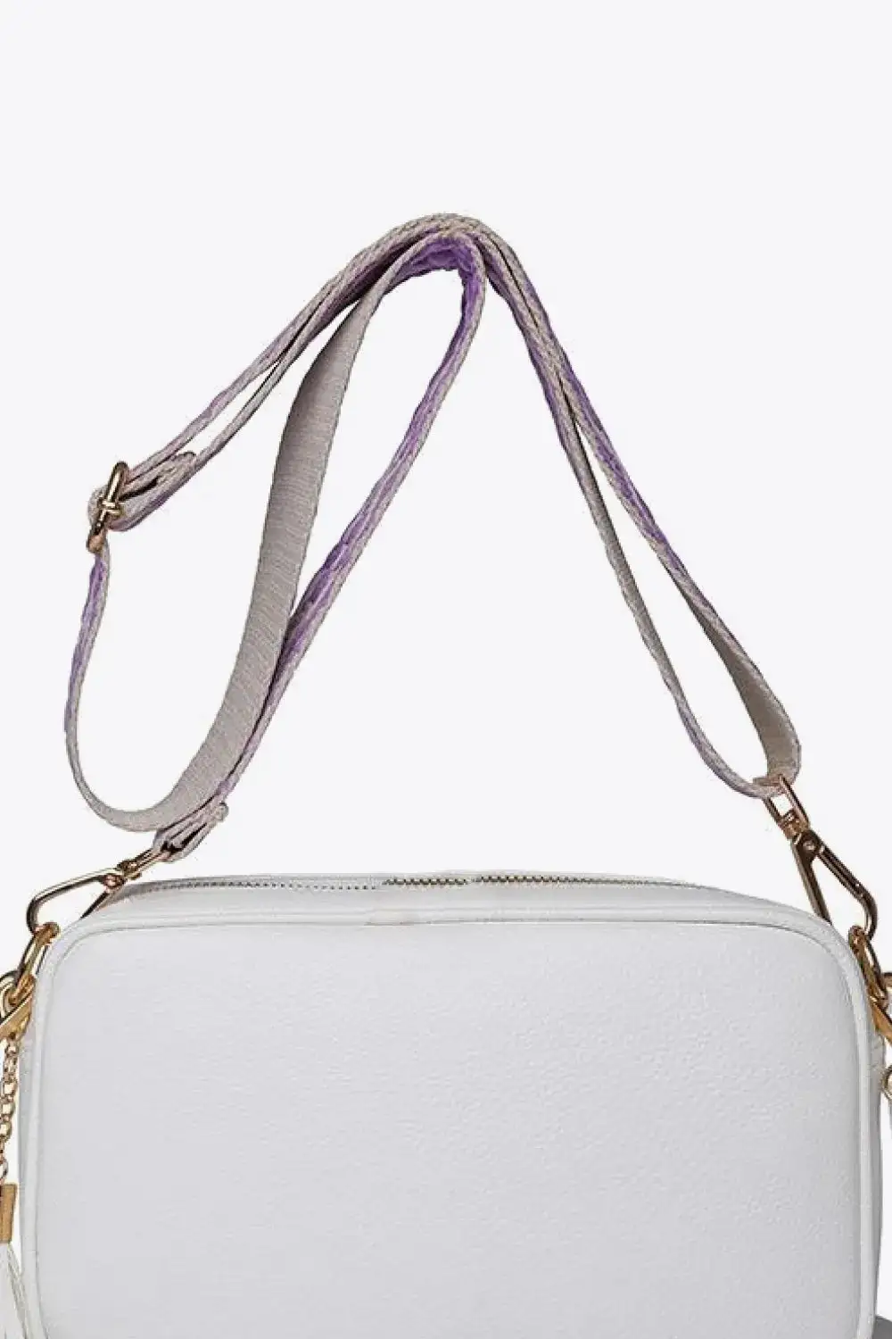 Tassel Accent Faux Leather Crossbody Bag