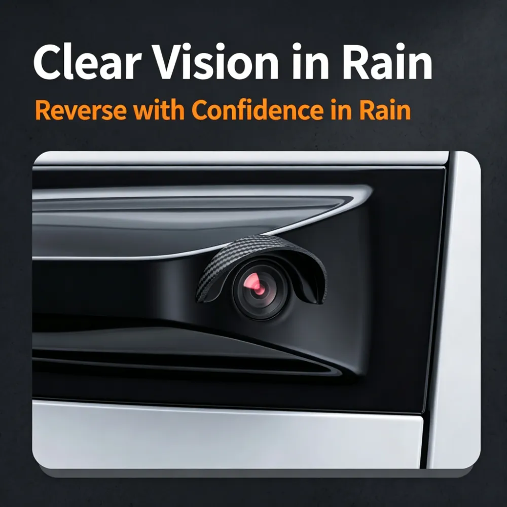 4-Pack Car Rear View Camera Rain Covers, Soft PVC Sun Shade Hoods, Reverse Backup Camera Waterproof Protective Covers, Rain & Sun Visor Accessories for Side & Rear Car Cameras