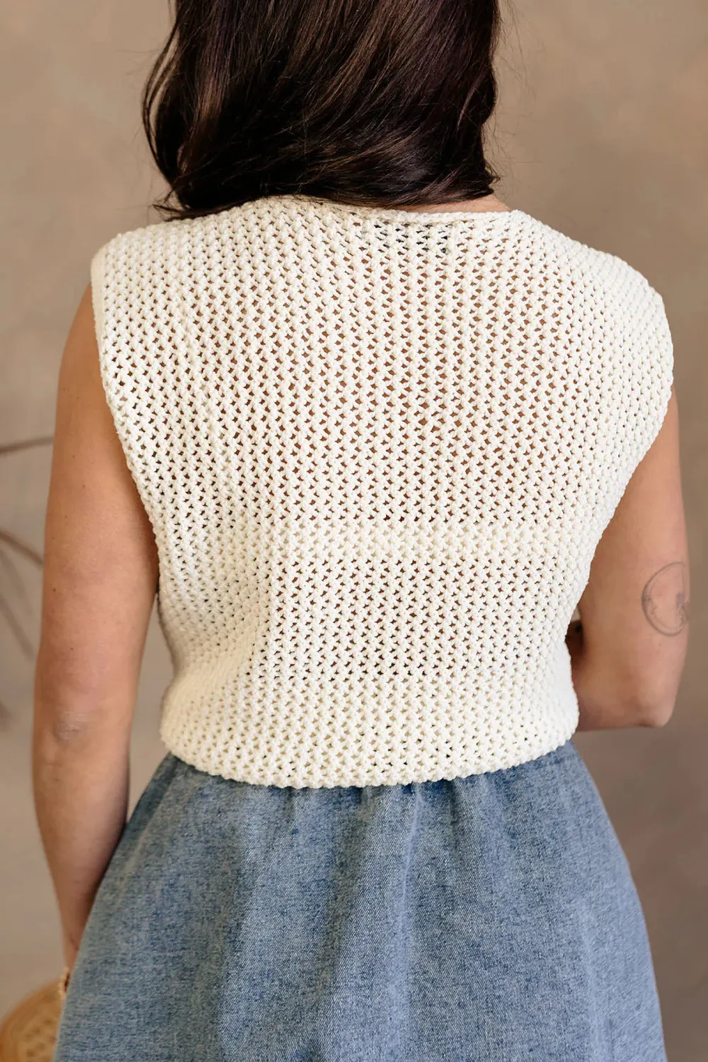 Front Button Sleeveless Sweater