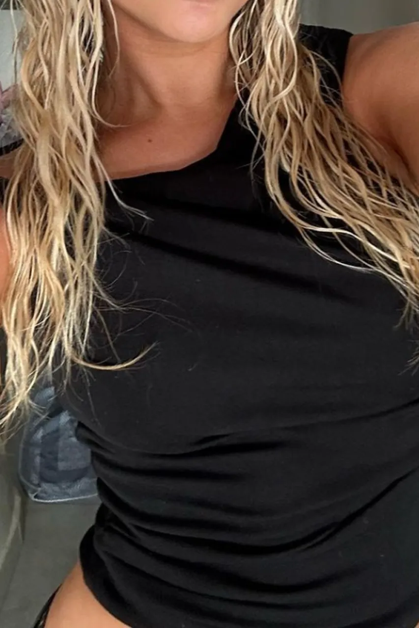 Black Slash Collar Top