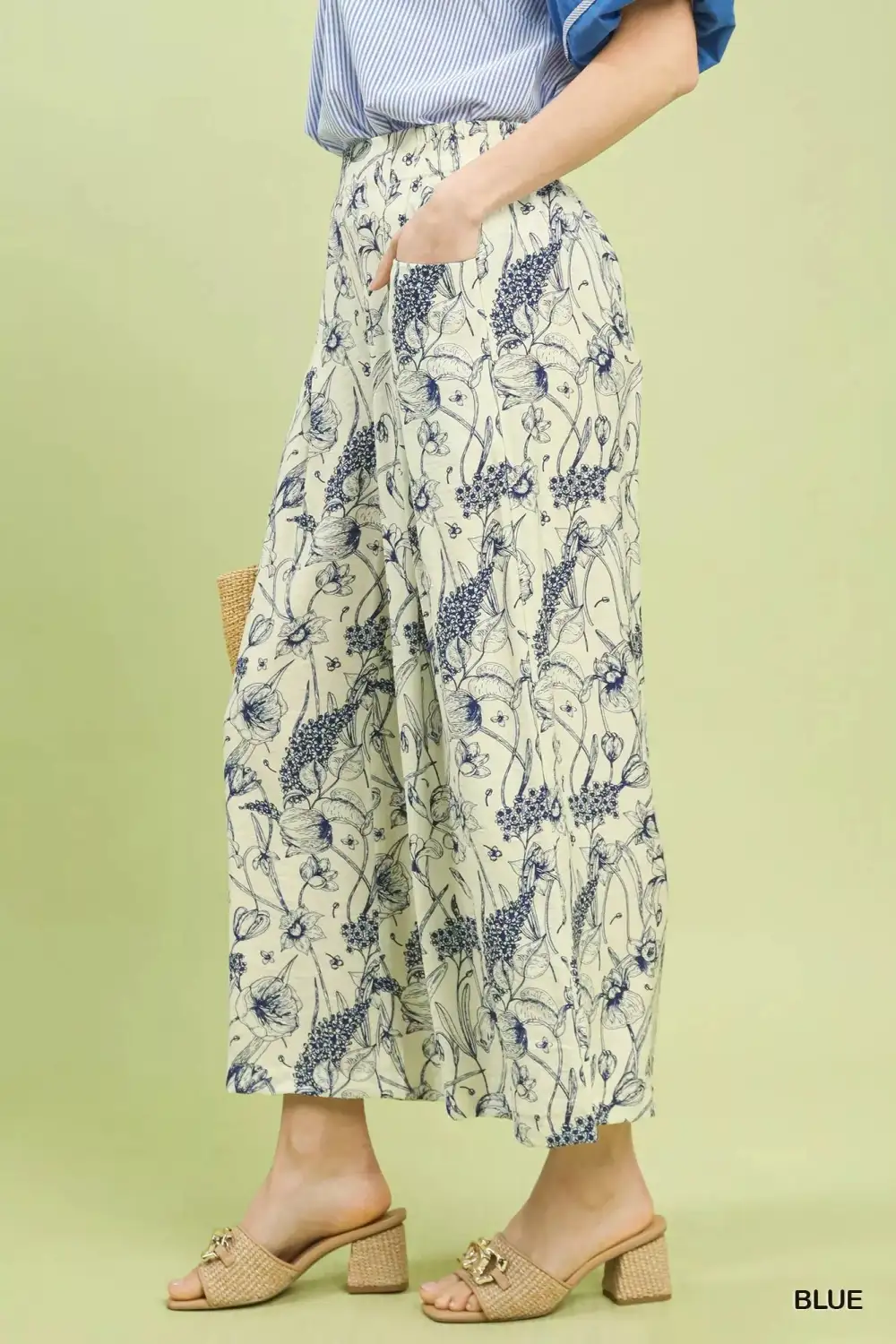 Two Tone Floral Print Pants