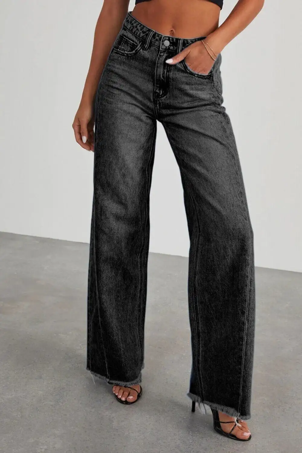 Raw Hem Mid Rise Jeans