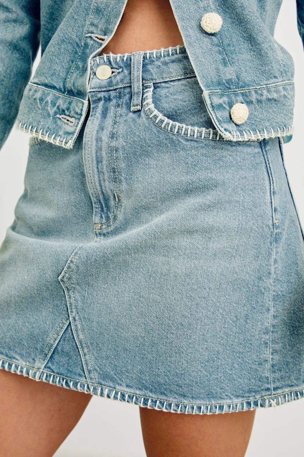 High-Waisted Figure-Hugging Mini A-Line Skirt