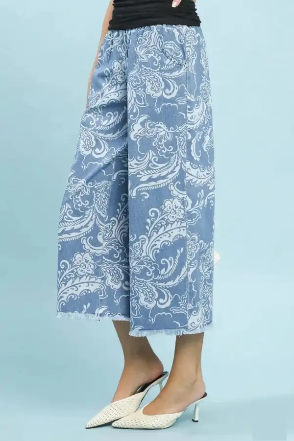 Wash Wide Leg Crop Pants