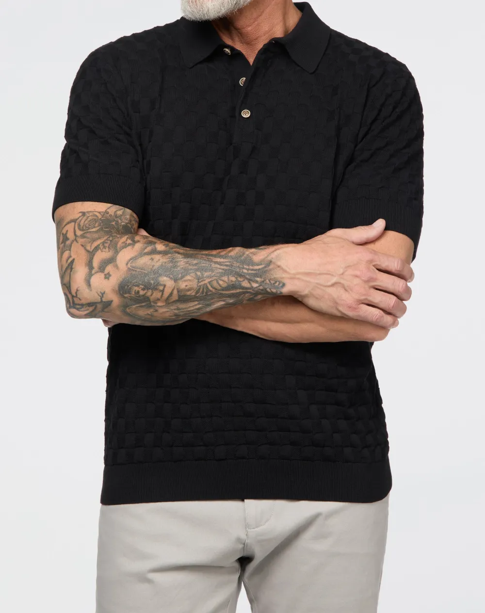Textured Knit Casual Polo