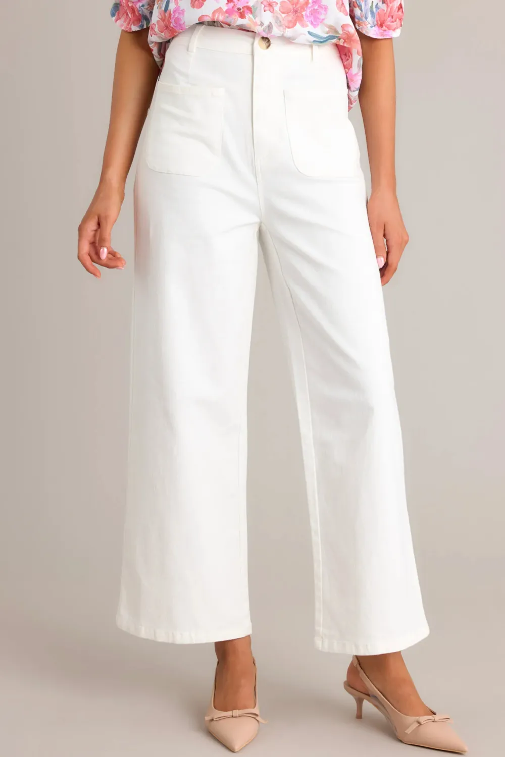 SLEEK SILHOUETTE IVORY WIDE LEG JEANS