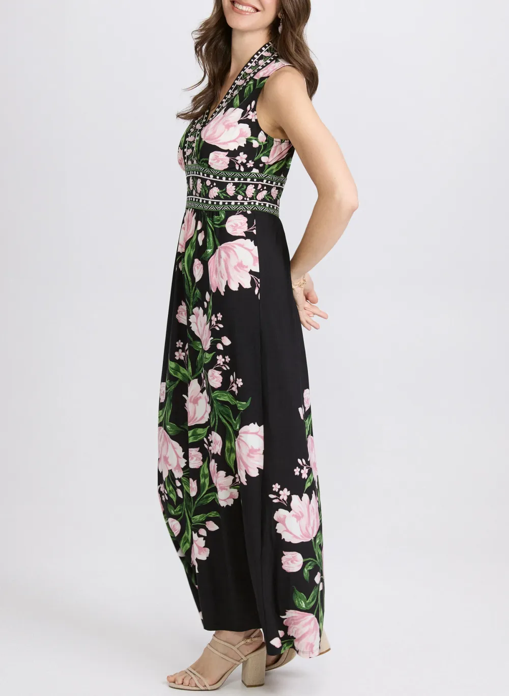 Retro Floral Print Long Dress