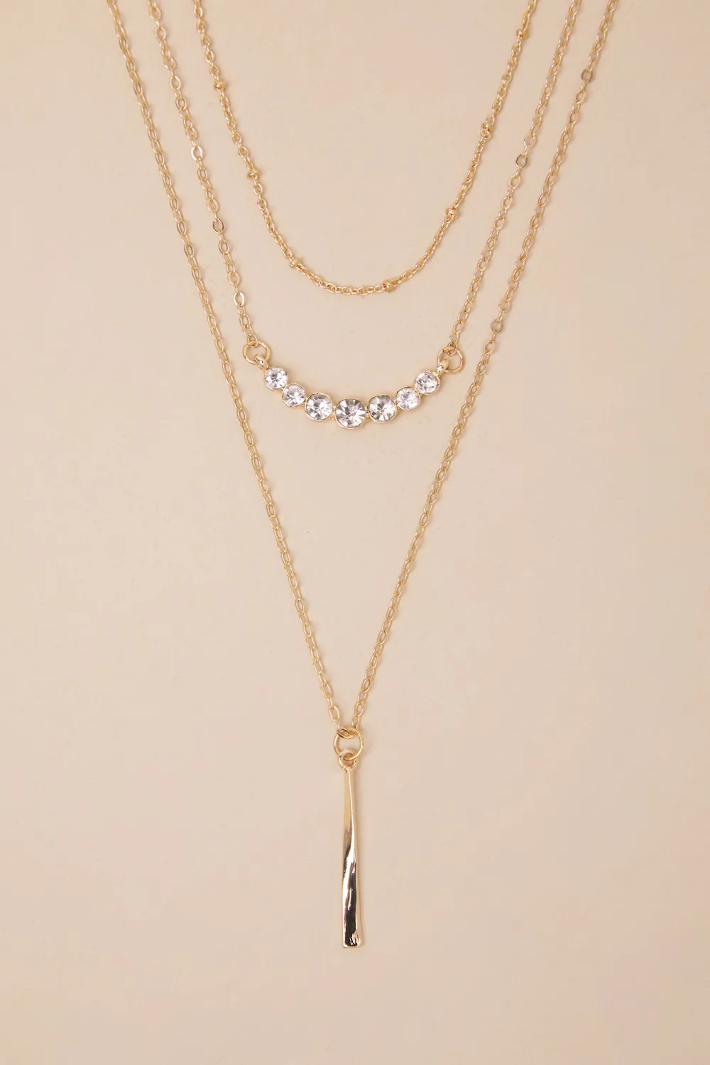 Designer Three-Layer Crystal Inlaid Necklace