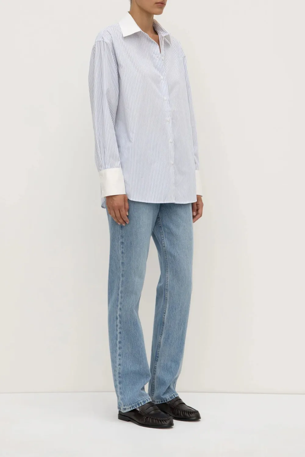 Striped Contrasting Button Up Shirt