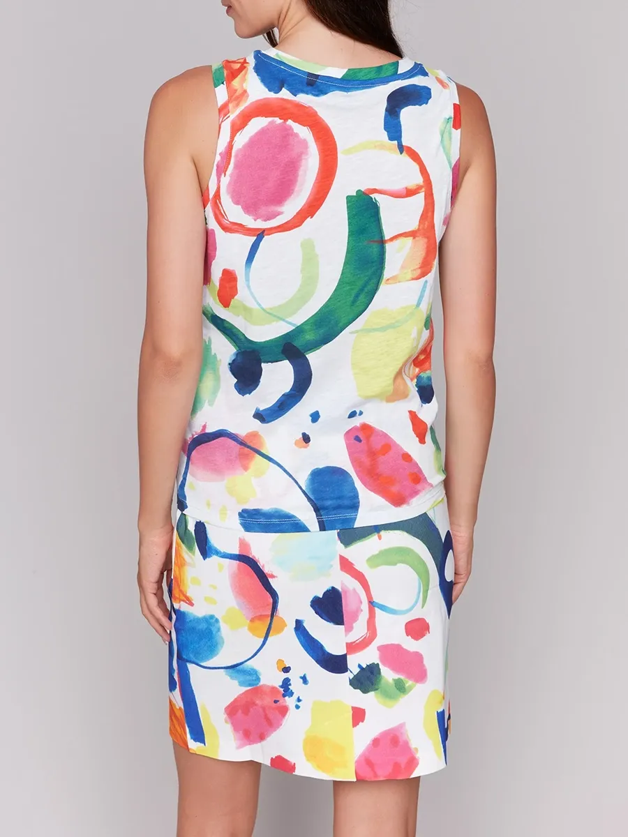 Versatile Abstract Print Playful Light Vest For Women
