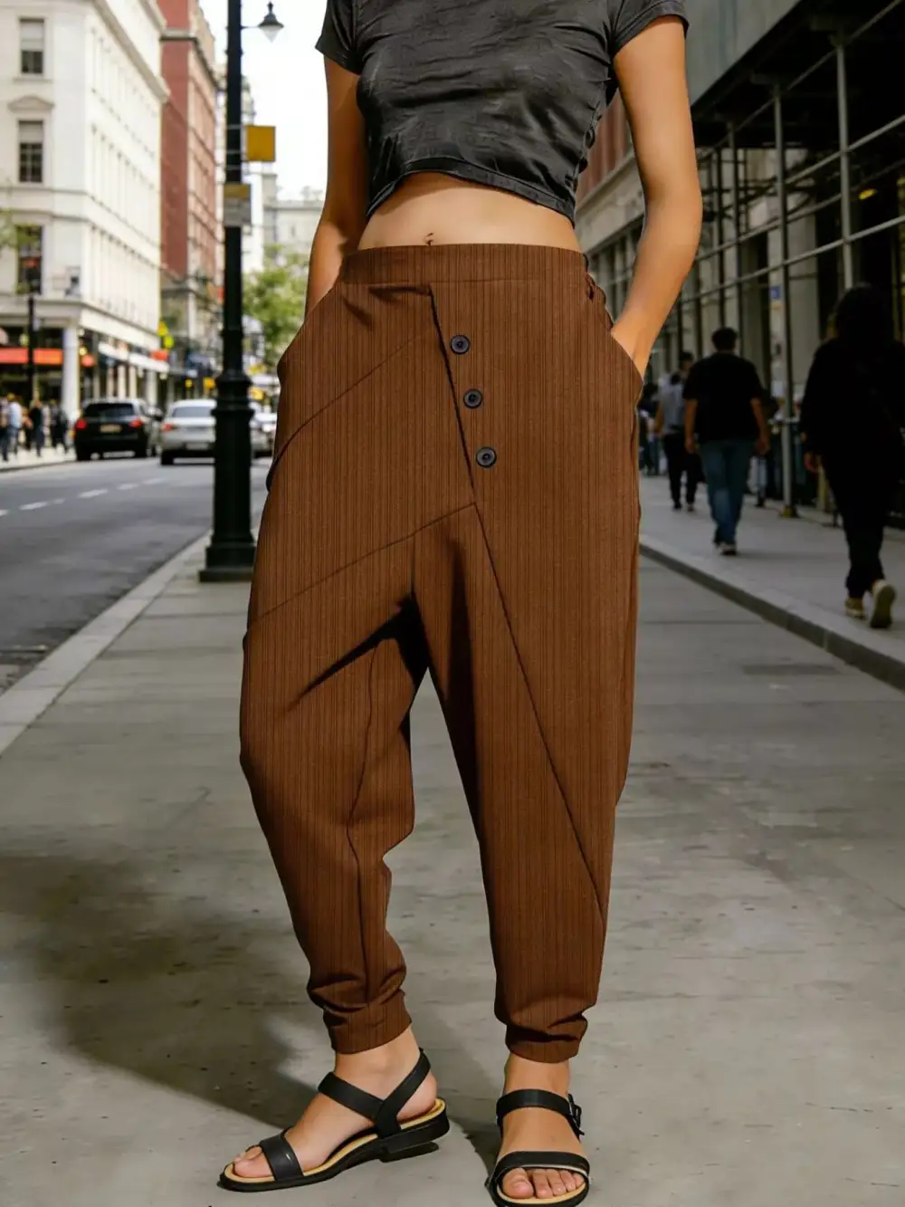 Everyday Casual Elastic Waist Harem Pants
