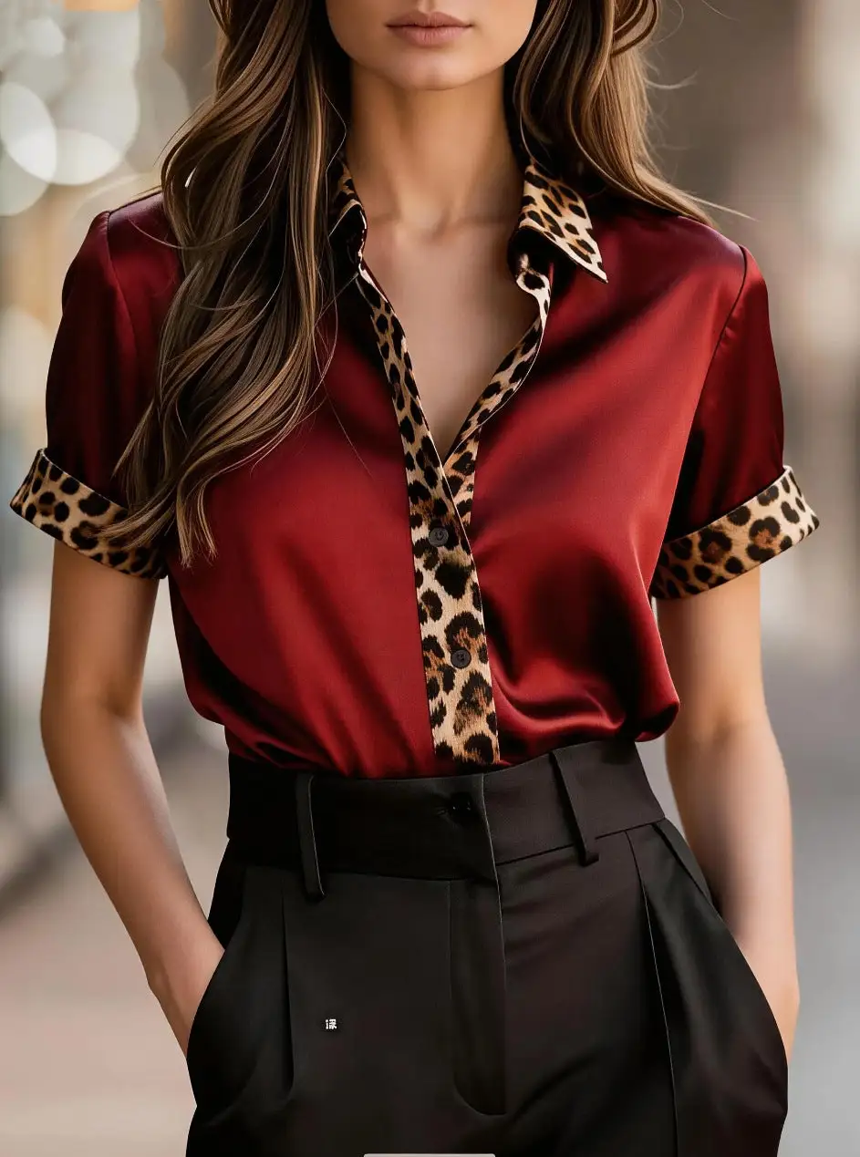 Leopard Print Satin Shirt