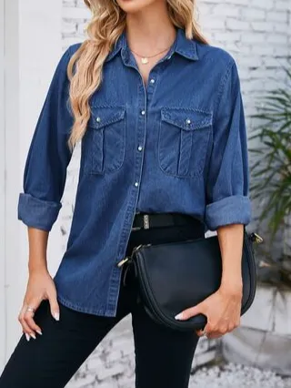 Button-up Collared Denim Jacket