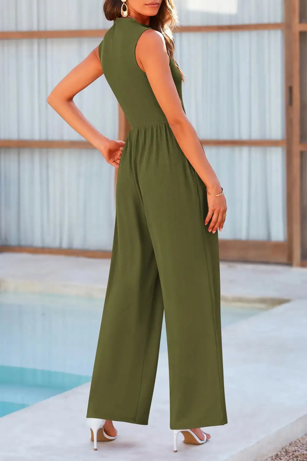 Mock Neck Wide Leg Jumpsuit