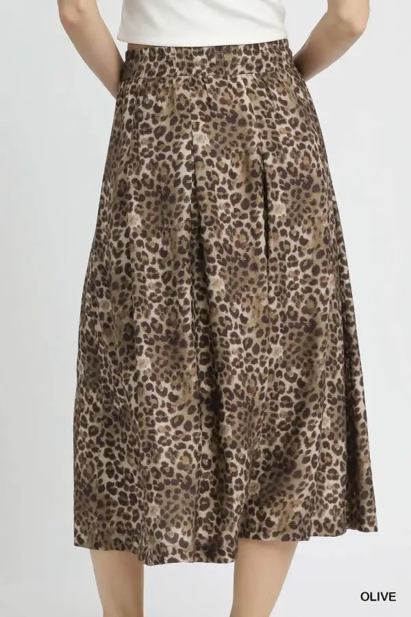 Everyday Leopard Print Drawstring Midi Skirt