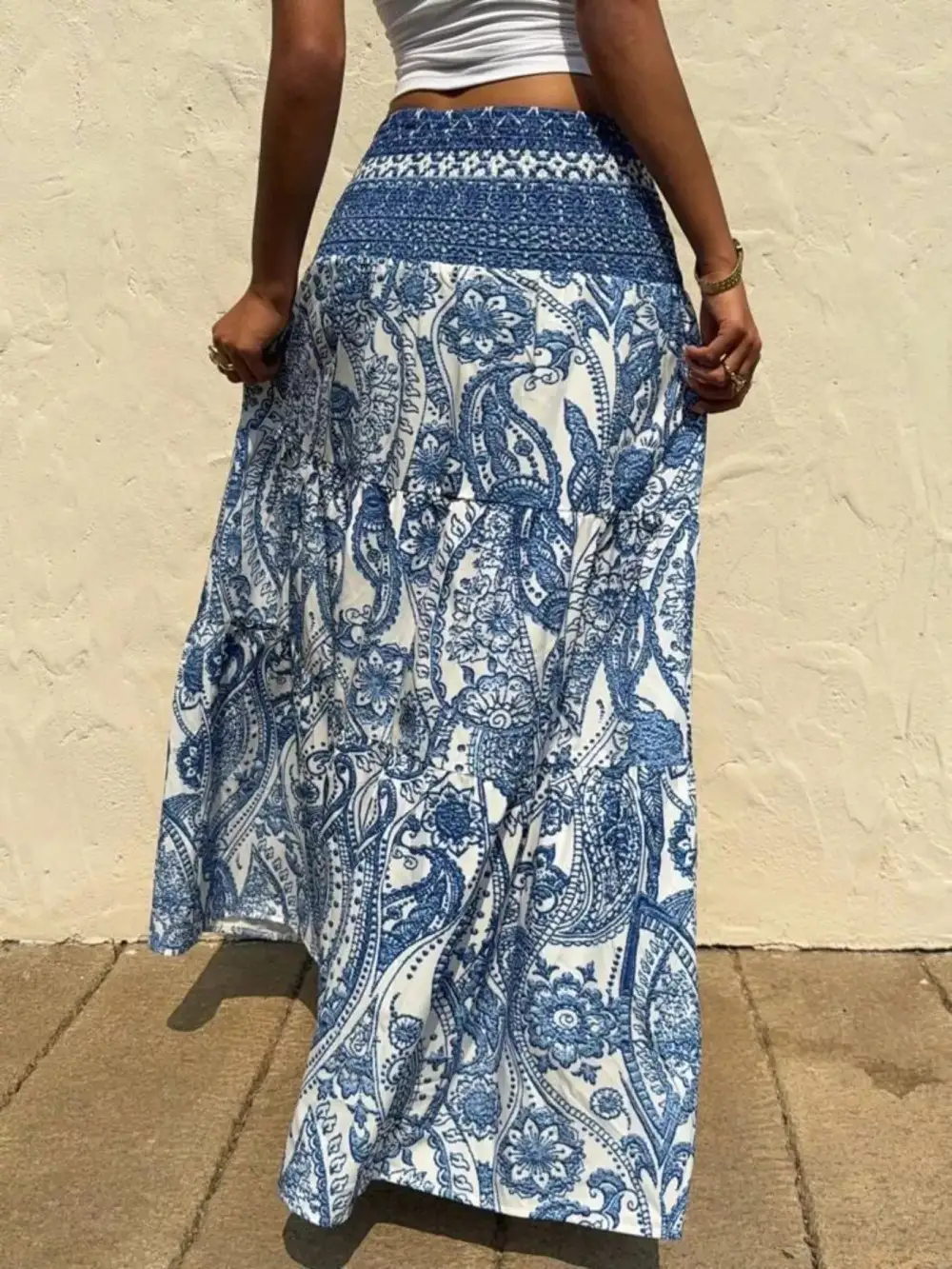 High Waist Printed Maxi Skirt