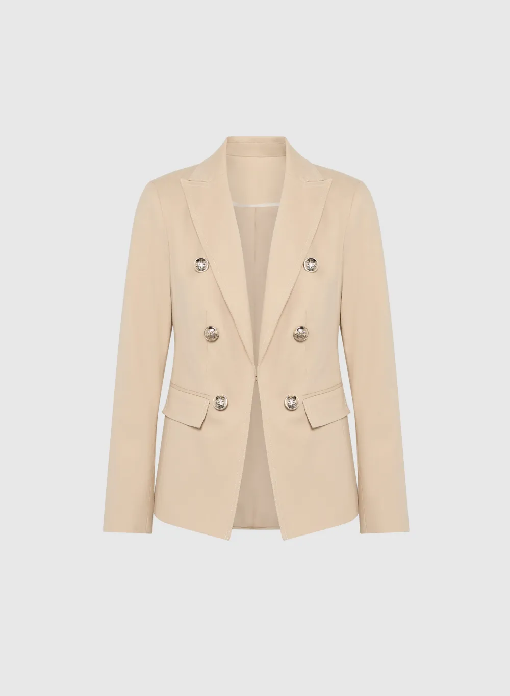 Solid Color Buttoned Denim Blazer